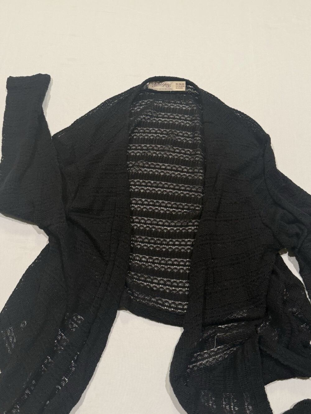 Faded Glory tie front cardigan Light weight Size XL Black